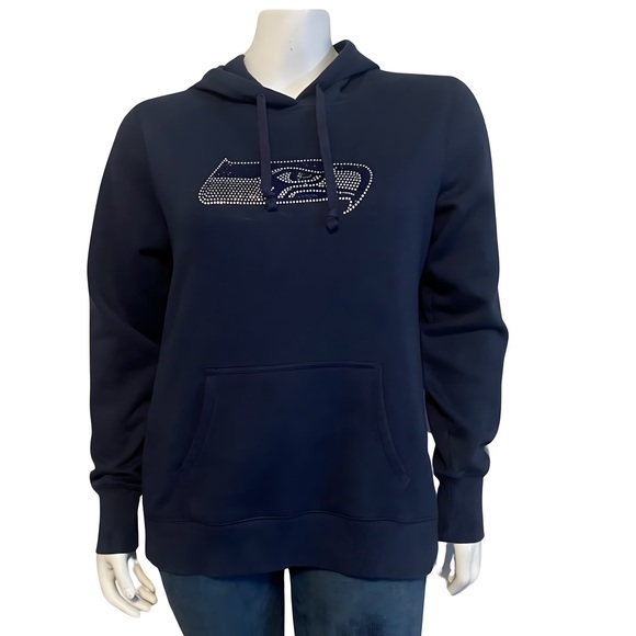 SPORT TEK SEATTLE SEAHAWKS SEQUINED HOODIE SWEATSHIRT - Picture 3 of 7